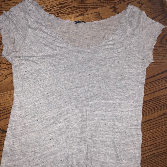 Gray Brandy Melville raw edge tee - Picture 3 of 5